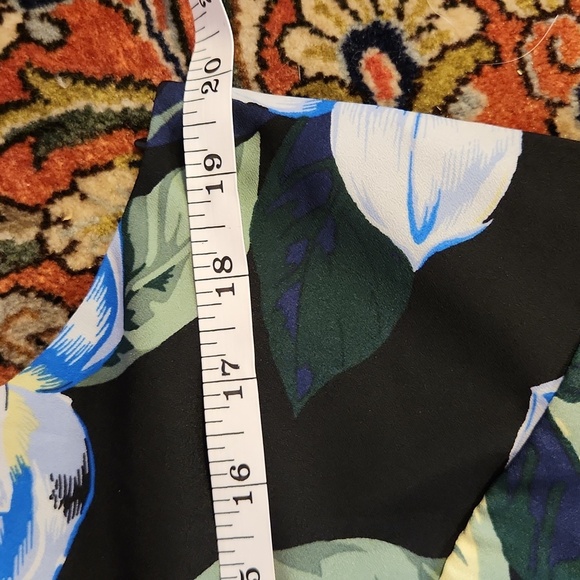 Banana Republic Navy Floral Hawaiian Strappy Dress Lined Asymmetrical 12 Tall - Picture 11 of 16